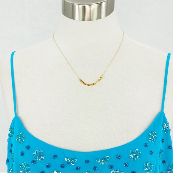 Delicate Links Chain Detail Center 18k Gold-Plated S925 Necklace 15" - Picture 2 of 5